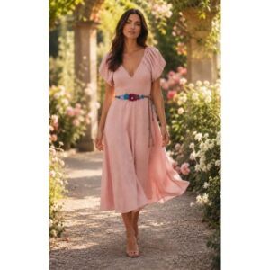 Brâu cordon statement împletit manual cu broderie florală 06 - Bohemian Summer Dream